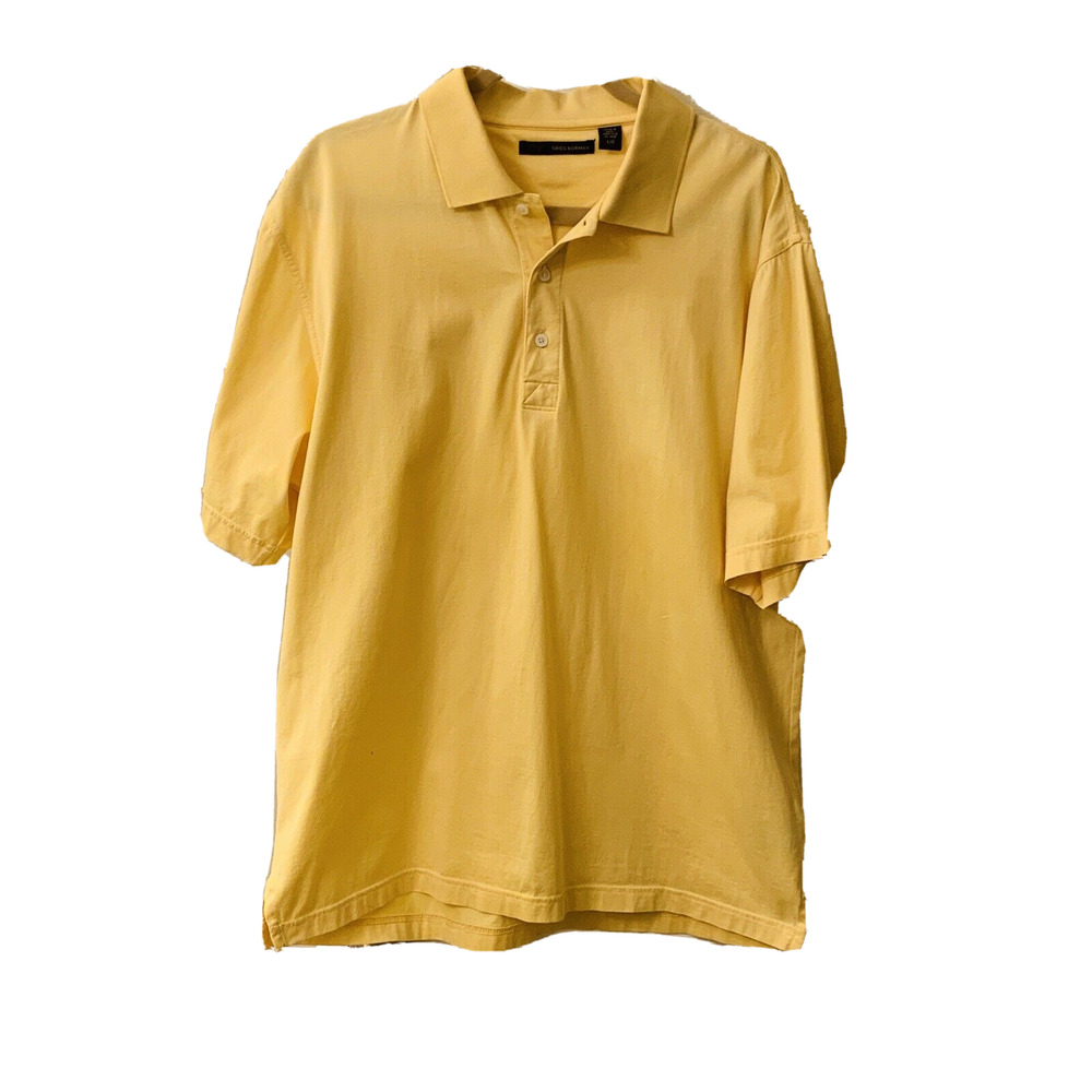 Greg Norman Yellow Polo Shirt, Golf Shirt, Short Sleeve, 100% Cotton, Size Large